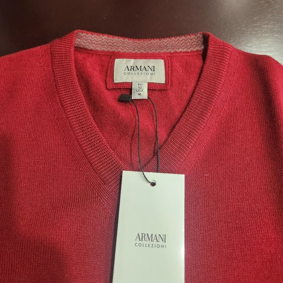 Armani Collezioni Pure Virgin Lana Wool V-Neck Jumper - Picture 6 of 9